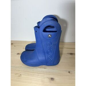 Crocs Unisex Kids Handle‎ It Rain Rubber Boot Blue Waterproof Pull On Size 1 CC3